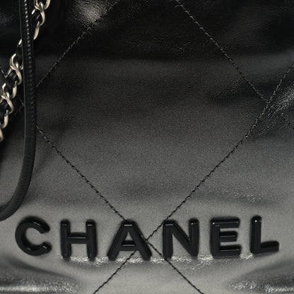 Chanel Metallic Shaded Calfskin Quilted Mini Chanel 22 Black Silver 8 of 11