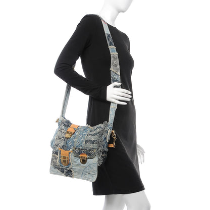 Louis Vuitton Denim Patchwork Posty Messenger Bag Blue 2 of 10