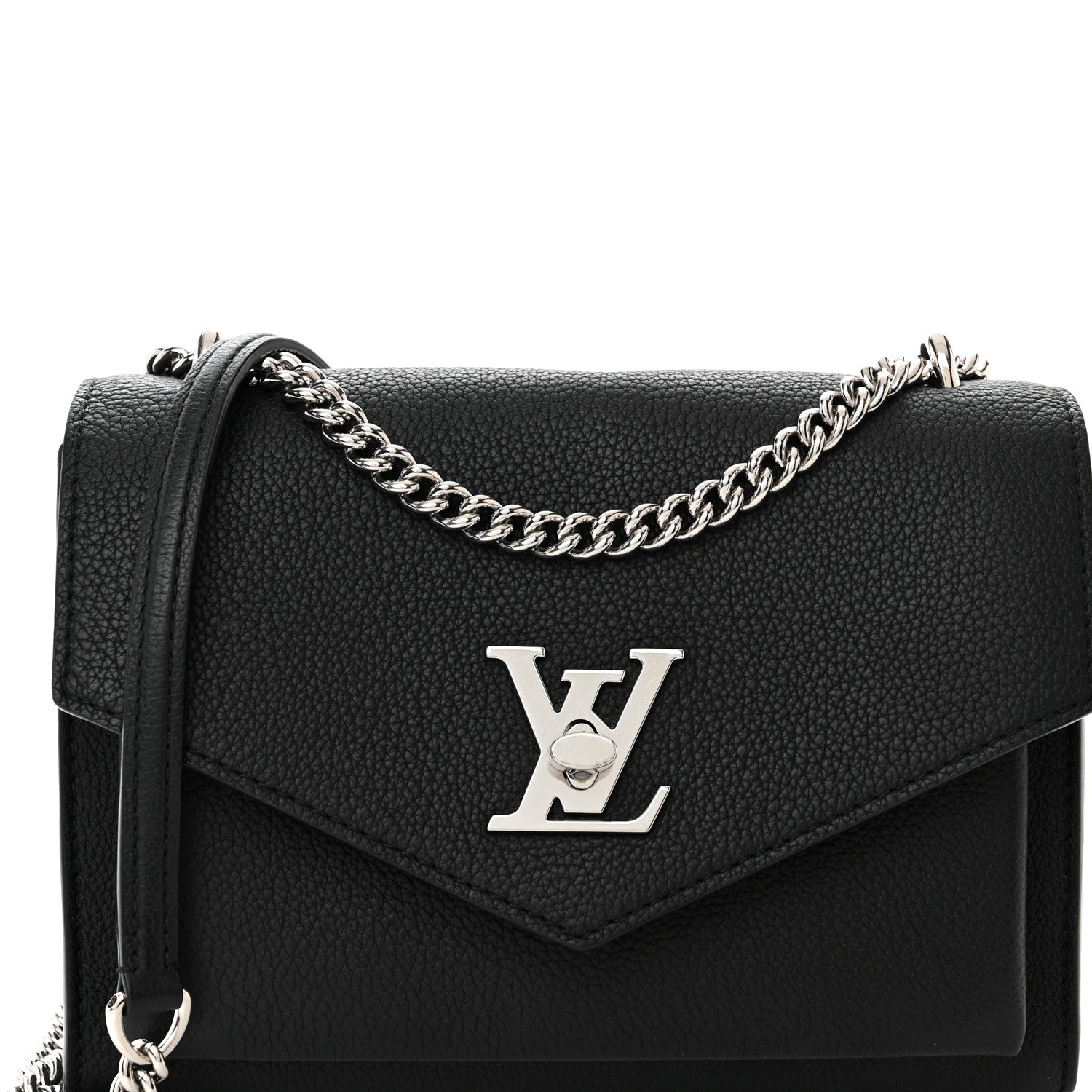 Louis Vuitton Soft Calfskin Mylockme Chain Bag BB Black 7 of 9