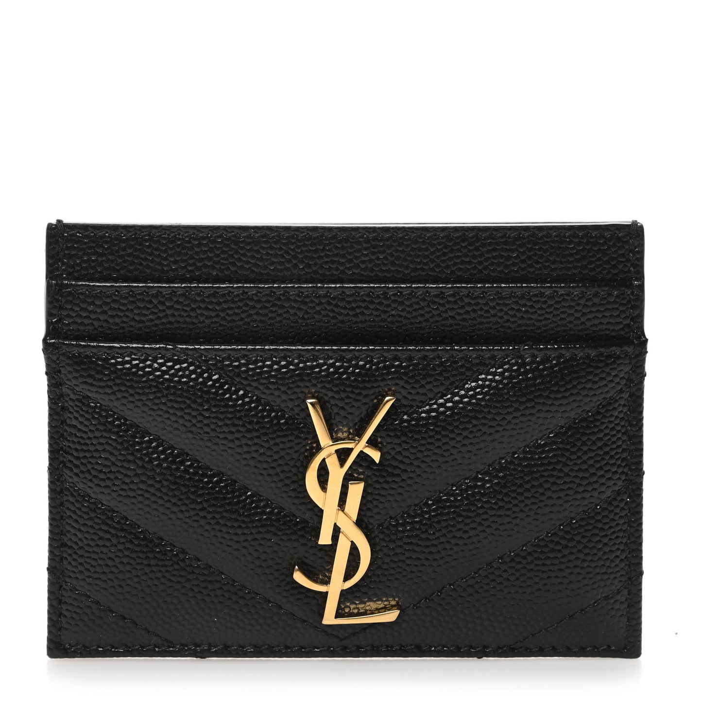 Grain De Poudre Matelasse Chevron Monogram Credit Card Case Black