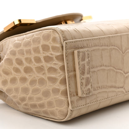 Versace Calfskin Crocodile Embossed Small La Medusa Top Handle Bag Beige 8 of 11