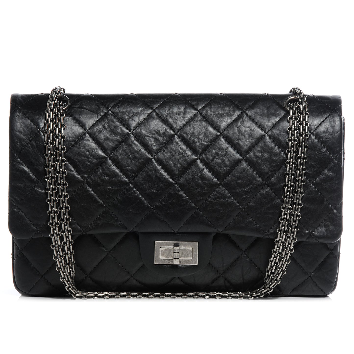 Aged Calfskin Quilted 2.55 Reissue 227 Flap Black