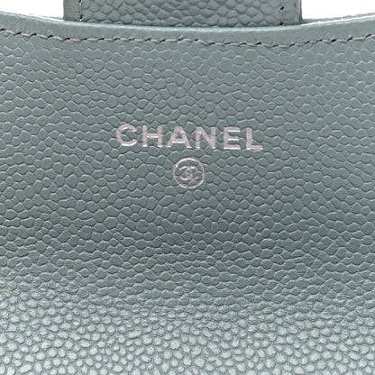 Chanel Caviar Quilted Flap Card Holder Wallet Light Blue 6 of 9