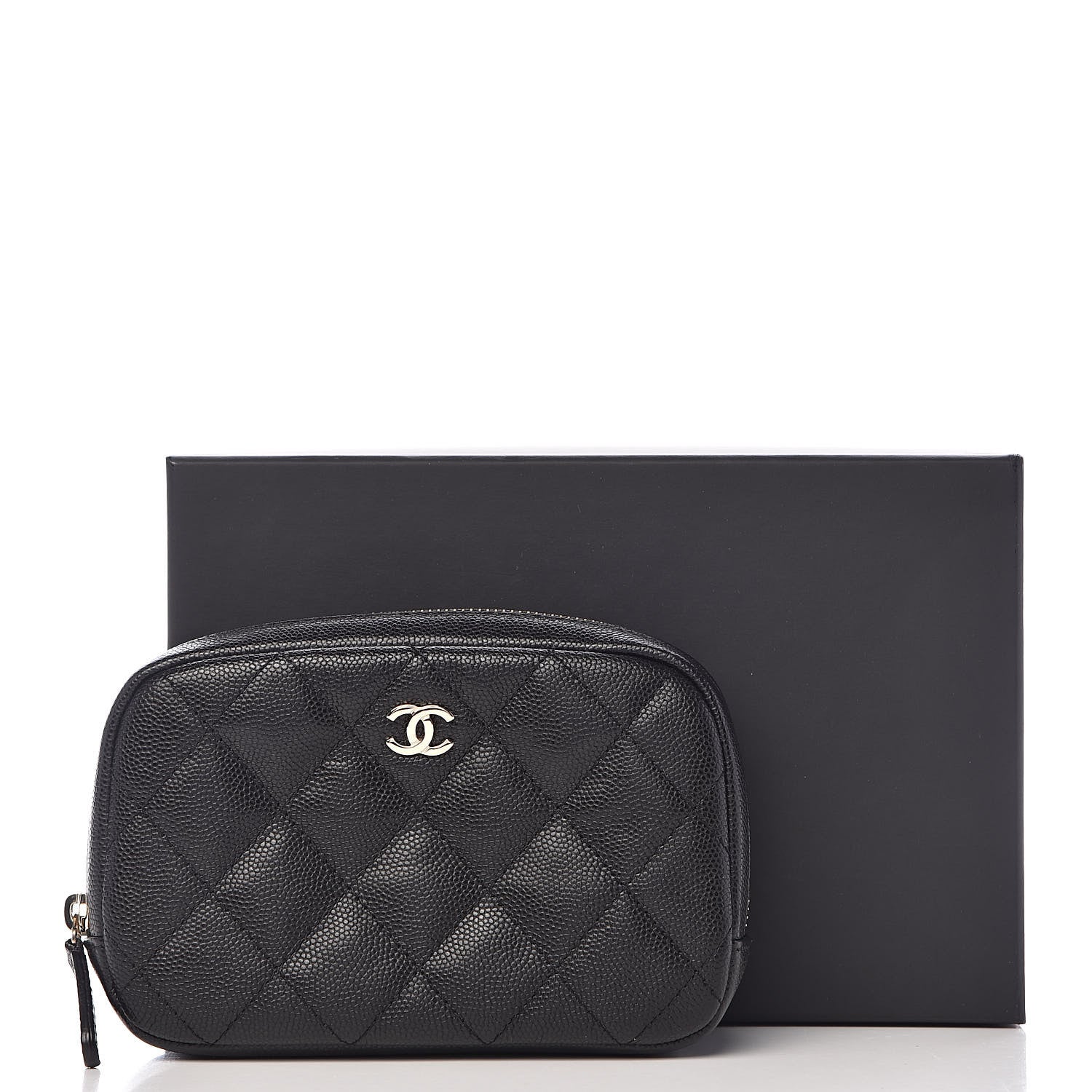 Chanel Caviar Quilted Small Curvy Pouch Cosmetic Case Black 8 of 8
