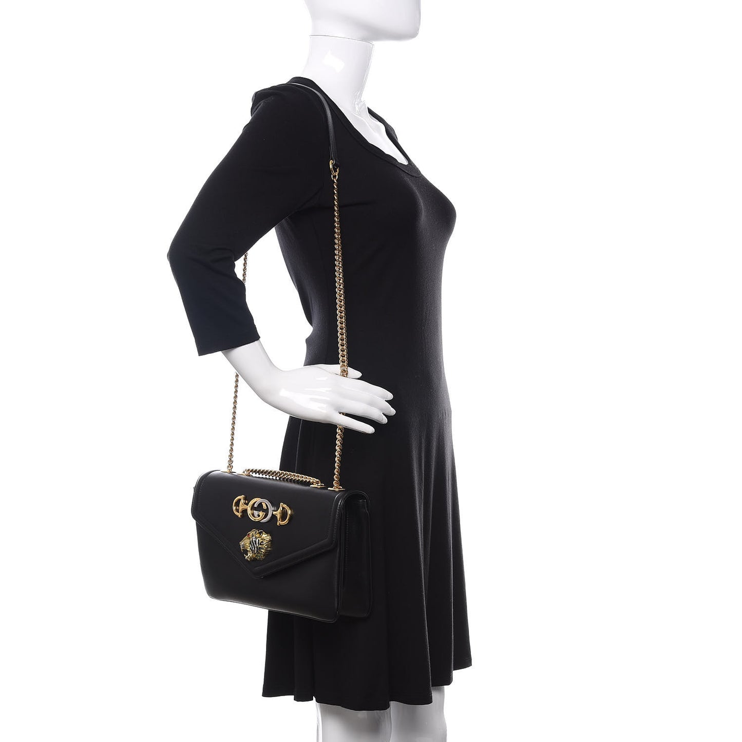 Vitello Palmellato Lux Crystal Medium Rajah Shoulder Bag Black