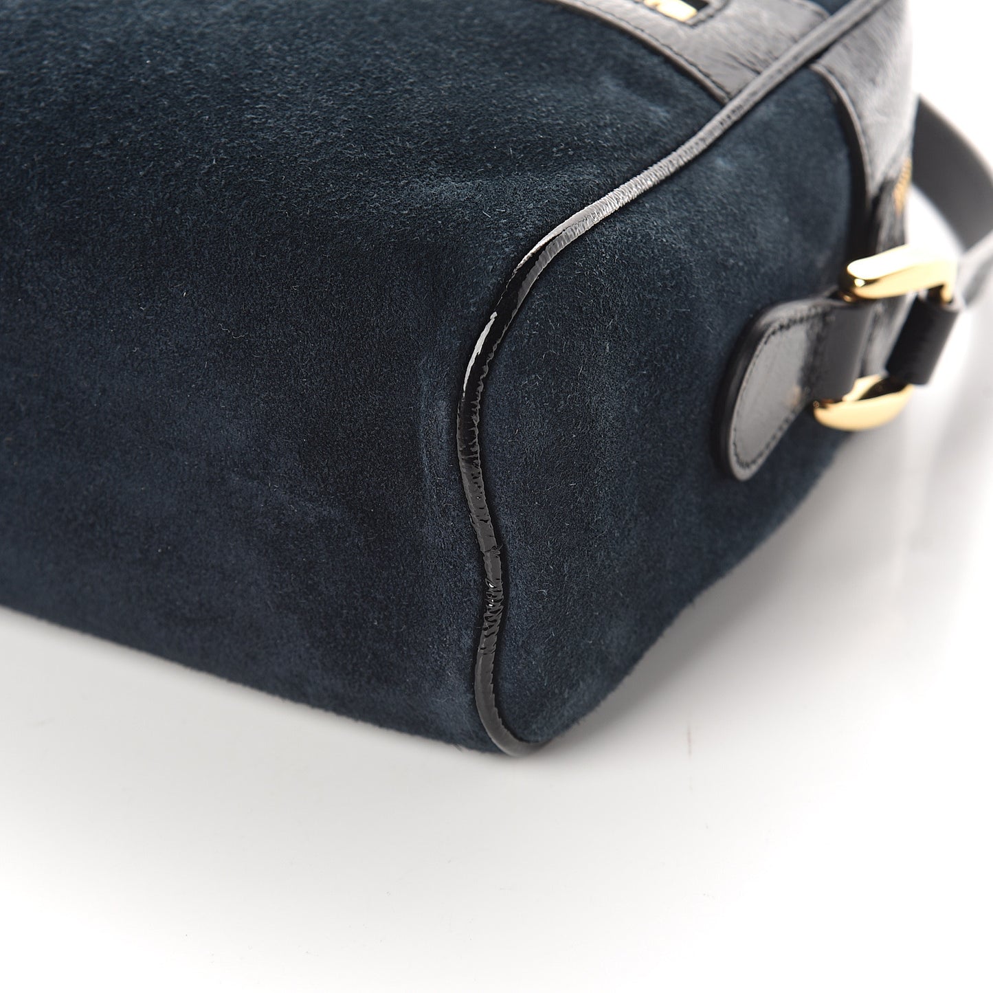 Suede Patent Web Small Ophidia Shoulder Bag Blue Black