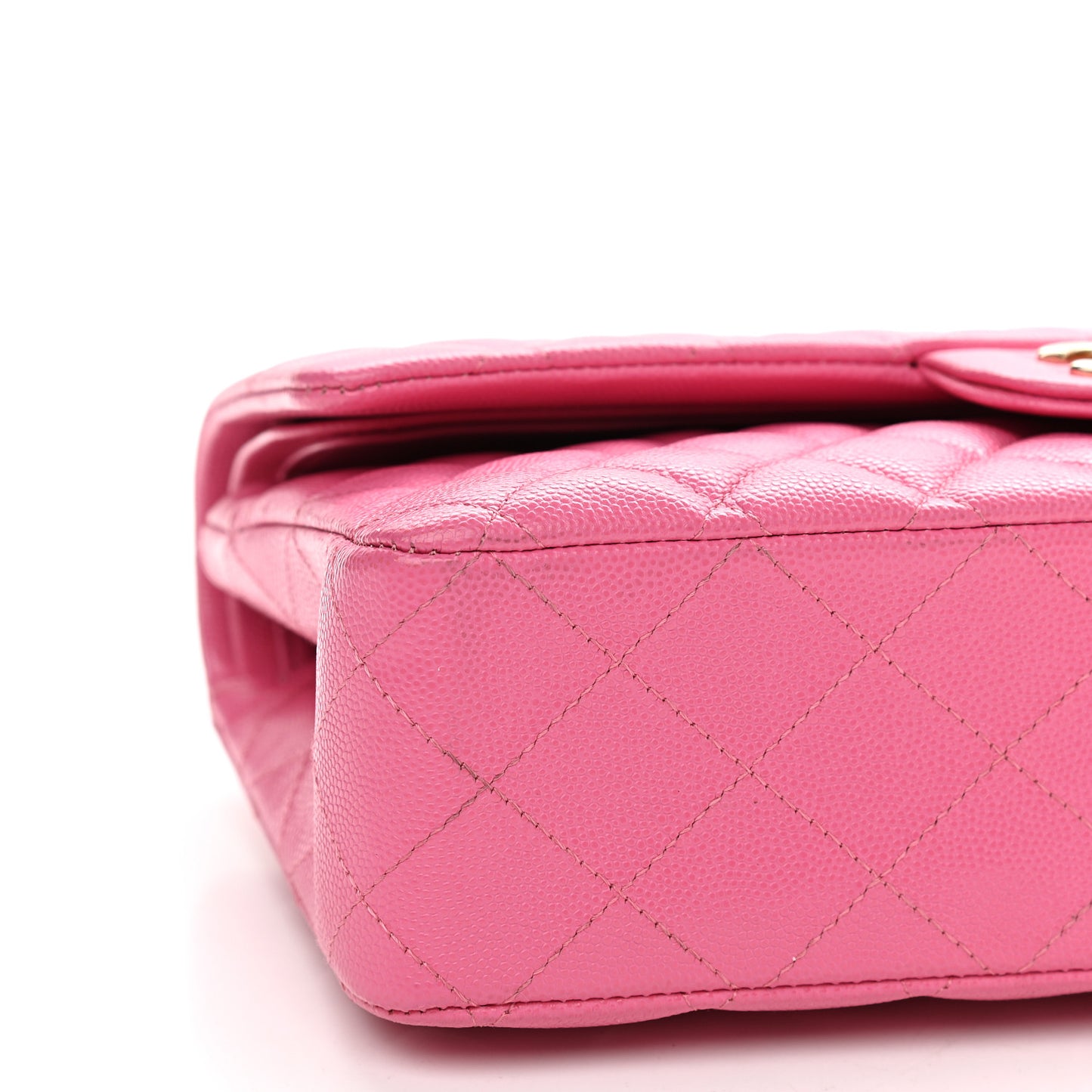 Caviar Quilted Medium Double Flap Pink
