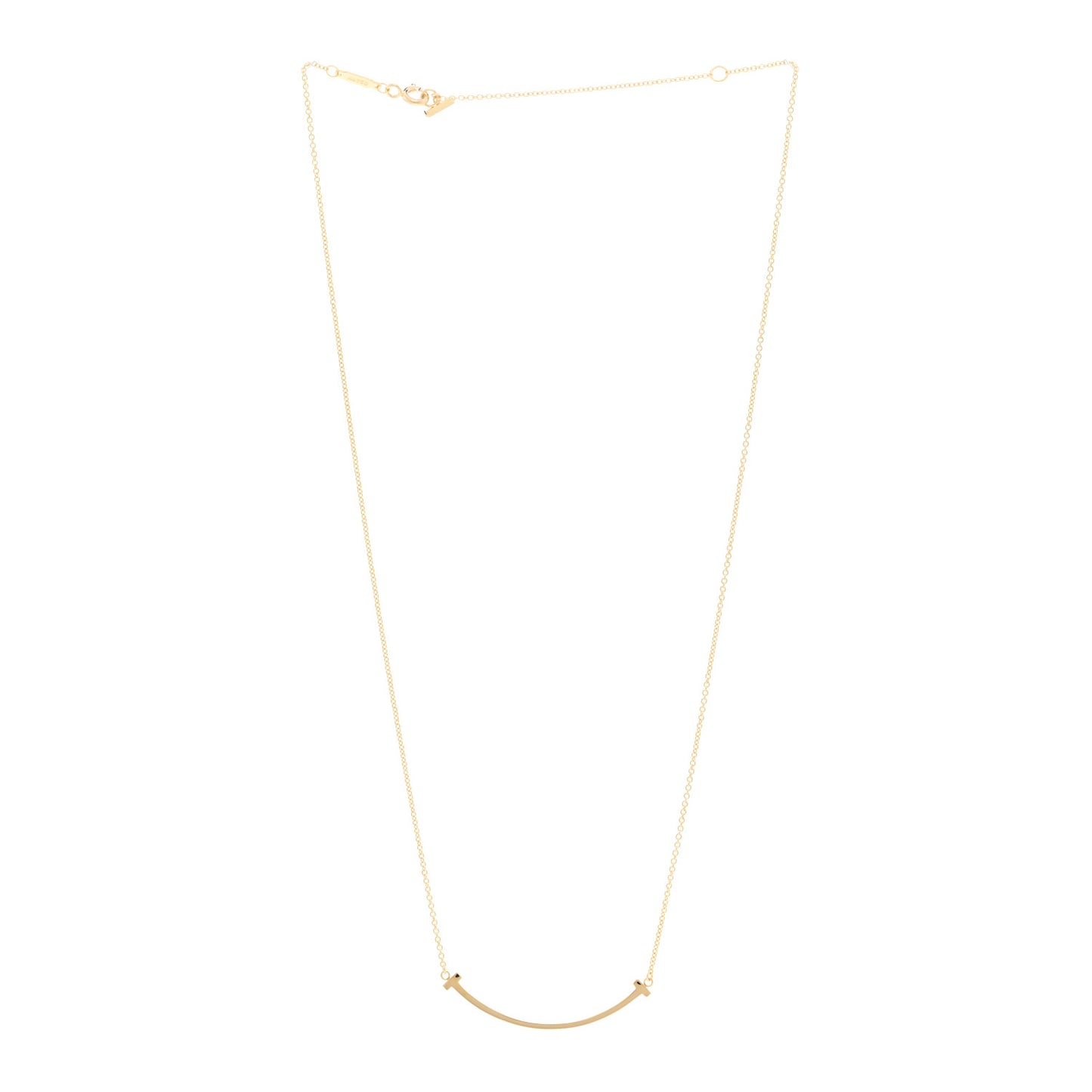 18K Yellow Gold Small T Smile Pendant Necklace