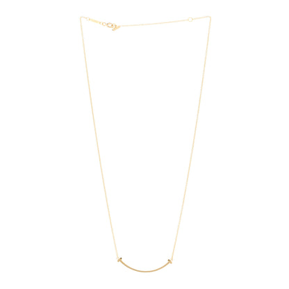 Tiffany 18K Yellow Gold Small T Smile Pendant Necklace 3 of 5