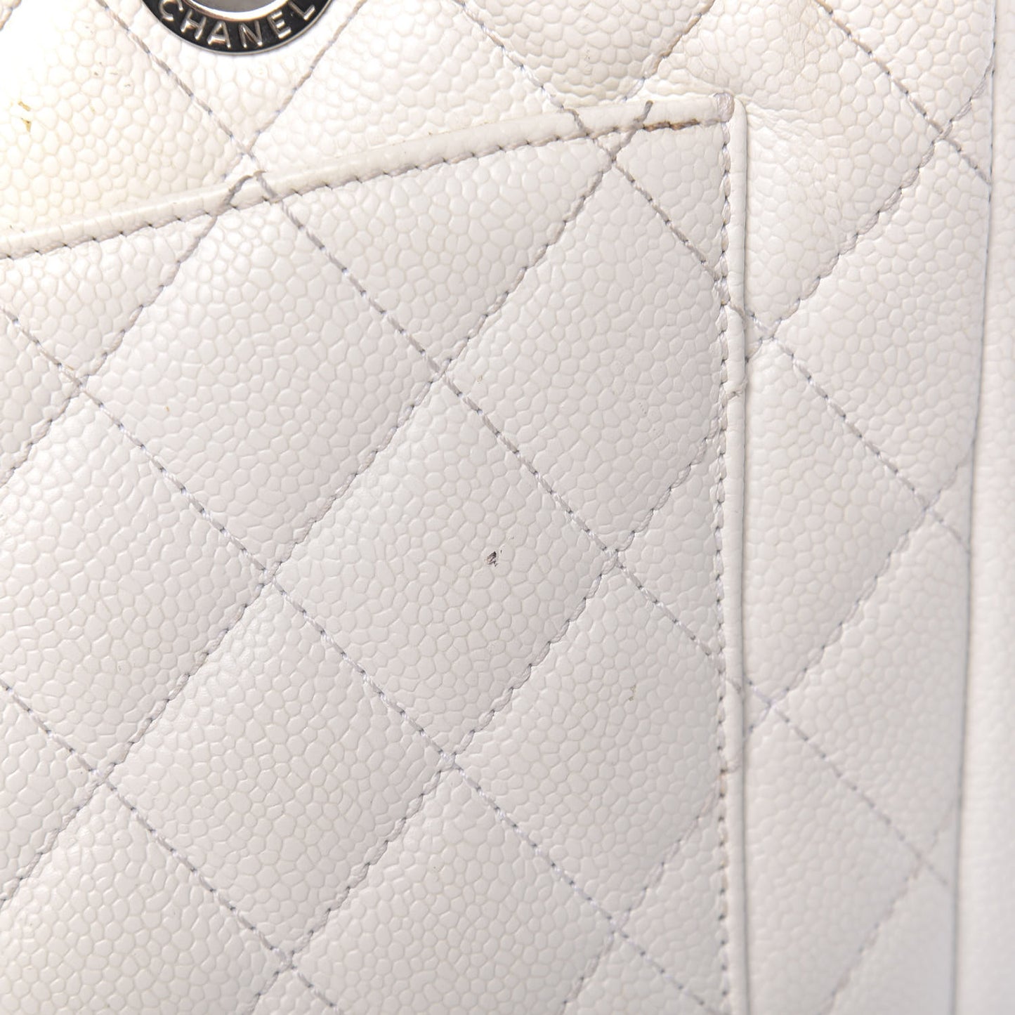 Caviar Quilted Grand Shopping Tote GST White