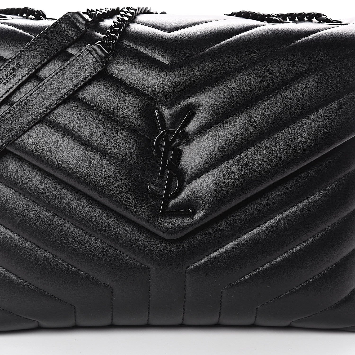 Saint Laurent Calfskin Y Quilted Monogram Medium Loulou Chain Satchel Black 6 of 8