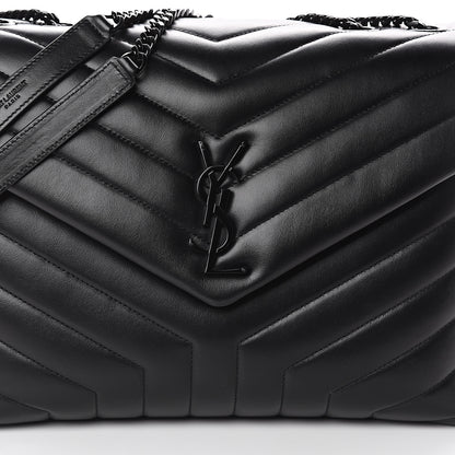 Saint Laurent Calfskin Y Quilted Monogram Medium Loulou Chain Satchel Black 6 of 8