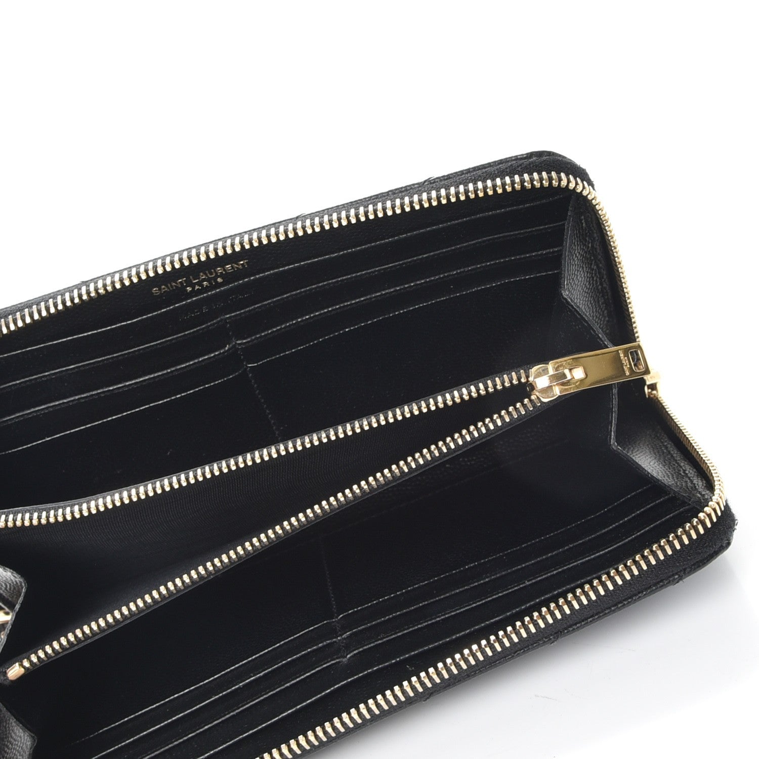Saint Laurent Grain De Poudre Matelasse Chevron Monogram Zip Around Wallet Black 5 of 7