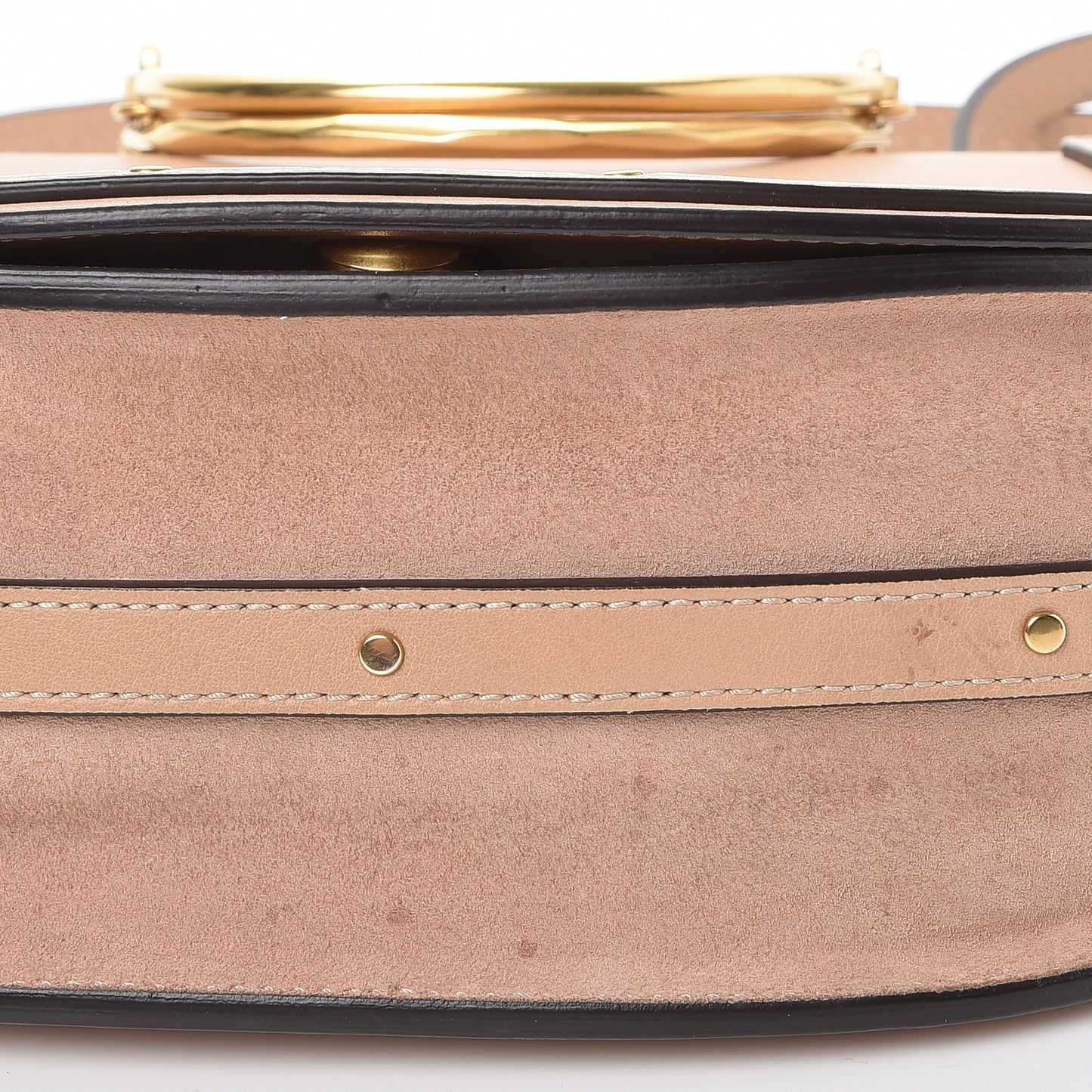 Calfskin Suede Medium Nile Bracelet Bag Biscotti Beige