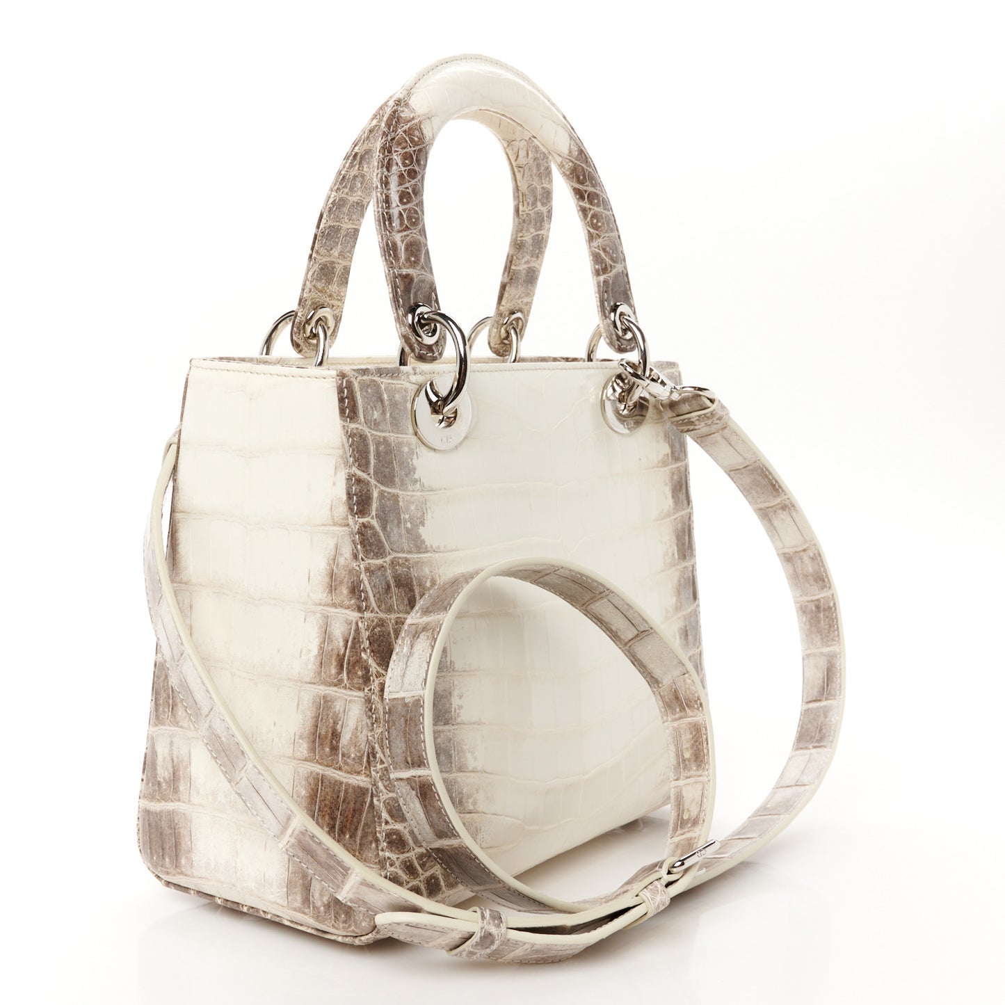 Niloticus Crocodile Himalaya Medium Lady Dior White