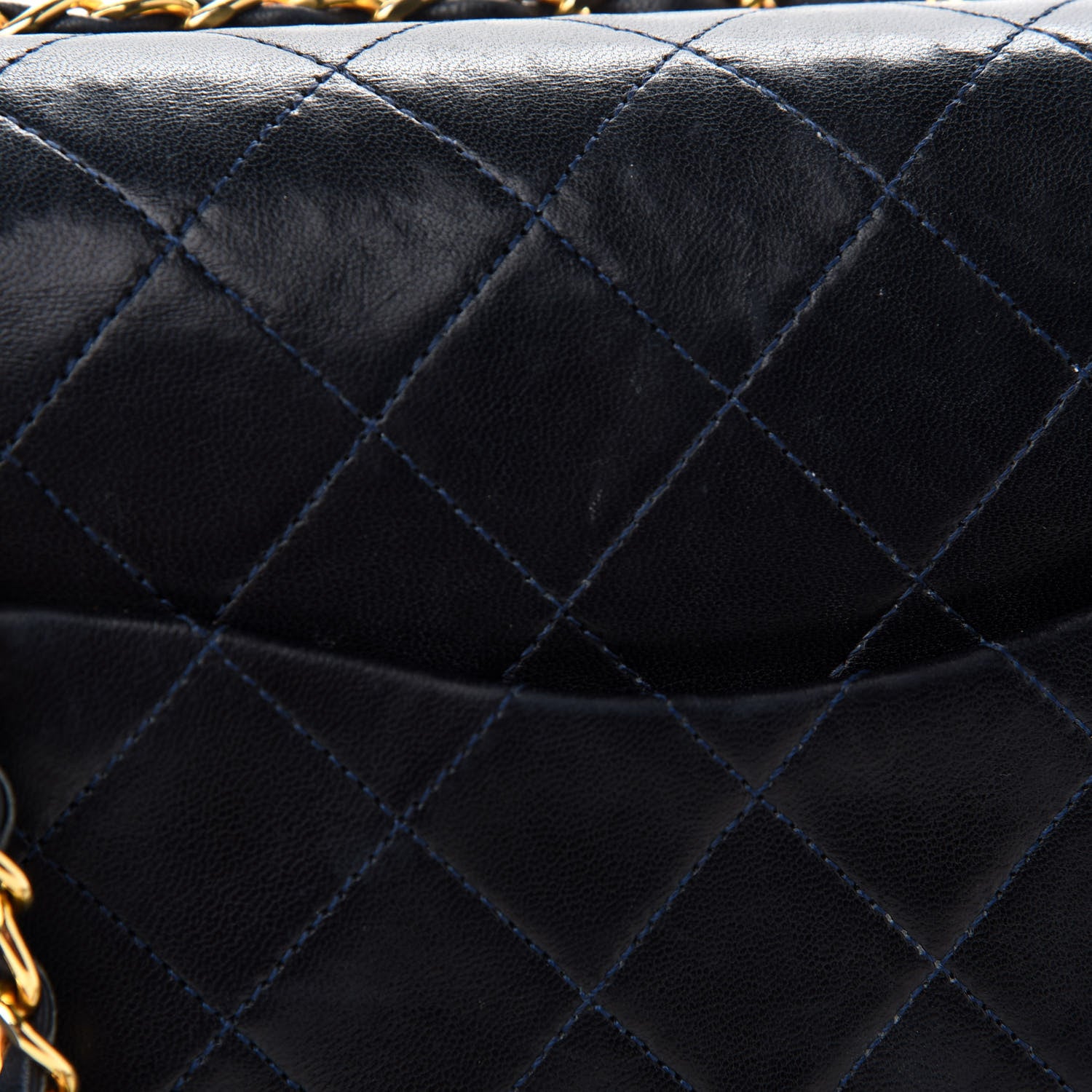 Chanel Lambskin Quilted Medium Double Flap Navy 14 of 15