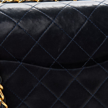 Chanel Lambskin Quilted Medium Double Flap Navy 14 of 15