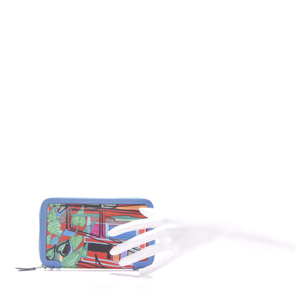 Hermes Epsom Printed Silk Tropical Soie-Cool Wallet Rouge Vif Mykonos 2 of 12