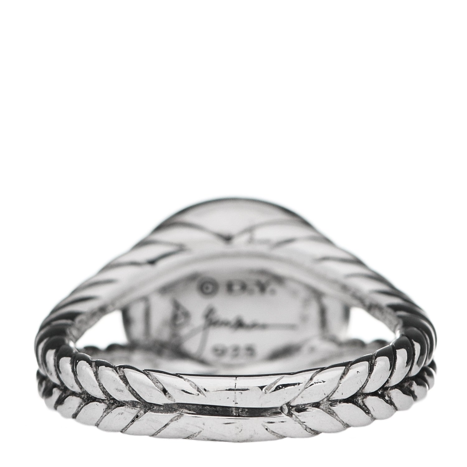 David Yurman Sterling Silver Diamond Pearl 8mm Petite Cerise Ring 53 6.25 4 of 5