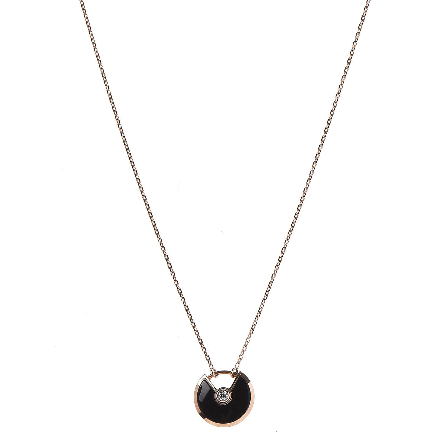 Cartier 18K Pink Gold Diamond Black Onyx XS Amulette de Cartier Pendant Necklace 1 of 5