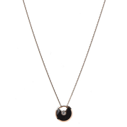 Cartier 18K Pink Gold Diamond Black Onyx XS Amulette de Cartier Pendant Necklace 1 of 5