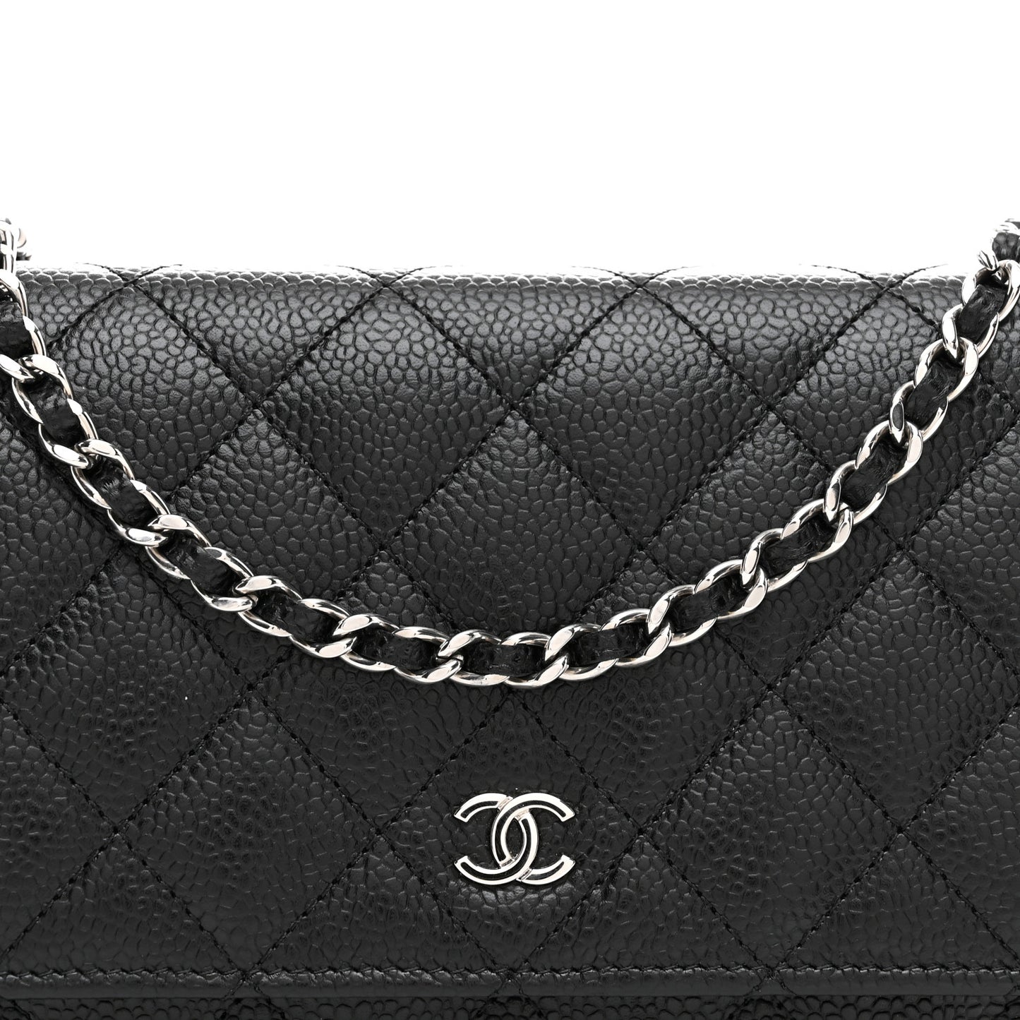 Caviar Quilted Wallet on Chain WOC Black