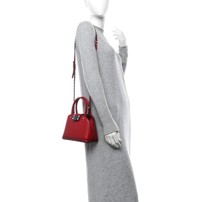 Valentino Garavani Grainy Calfskin Small Rockstud Double Top Handle Bag Rosso Valentino 2 of 9