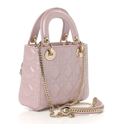 Christian Dior Metallic Lambskin Cannage Mini Lady Dior Lotus 3 of 14
