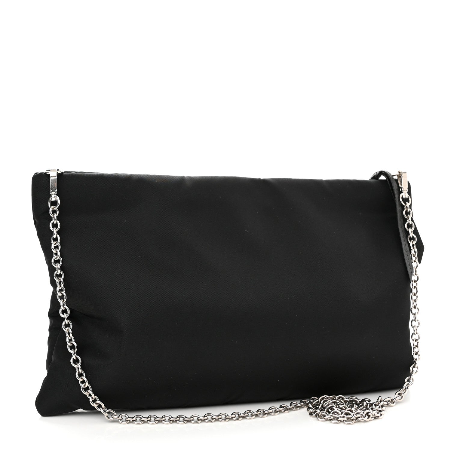 Prada Tessuto Nylon Soft Padded Medium Chain Clutch Bag Black 3 of 10
