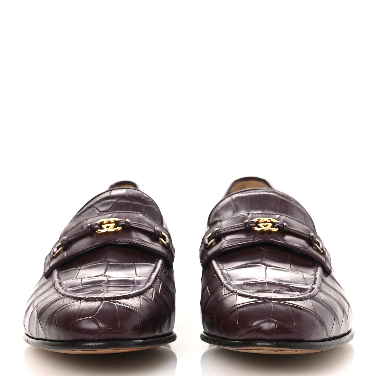 Alligator Interlocking G Mens Loafers 8 Bordeaux