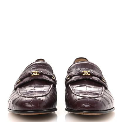 Gucci Alligator Interlocking G Mens Loafers 8 Bordeaux 3 of 11