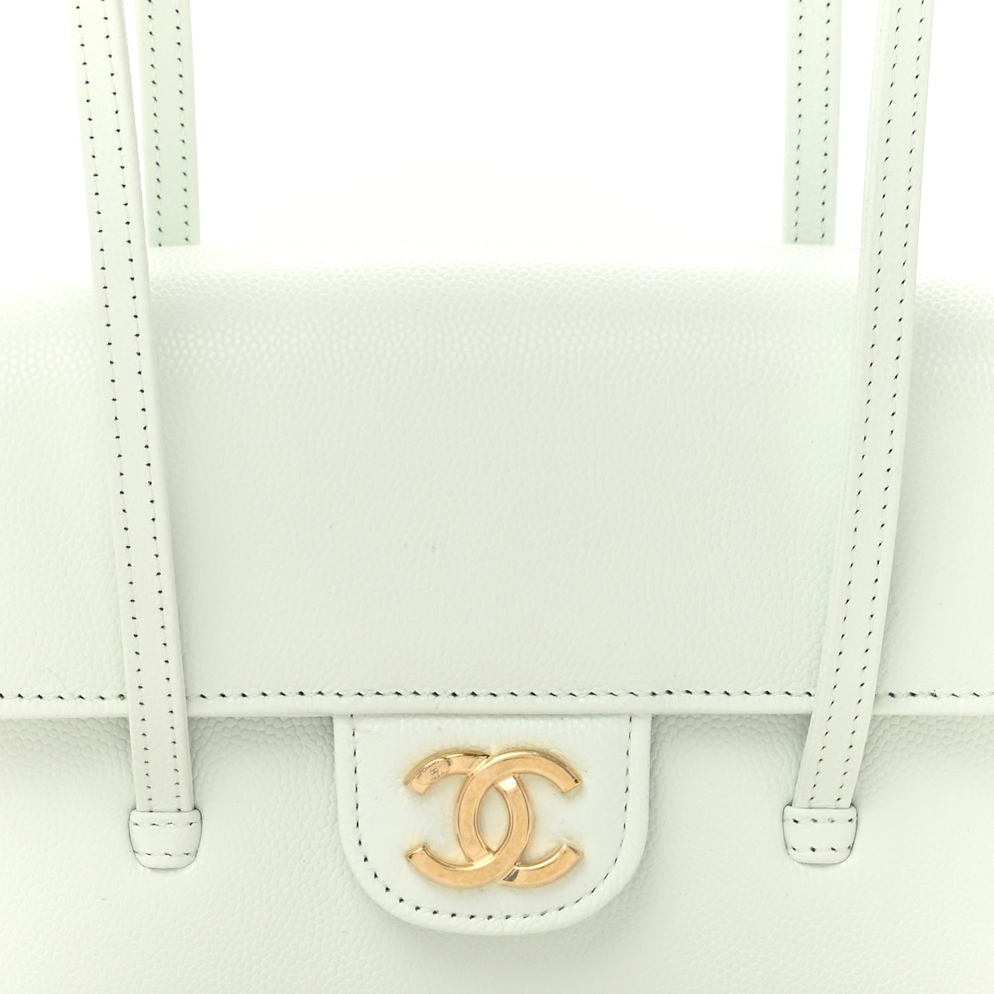 Shiny Caviar Mini Preppy Coco Shoulder Bag Light Blue