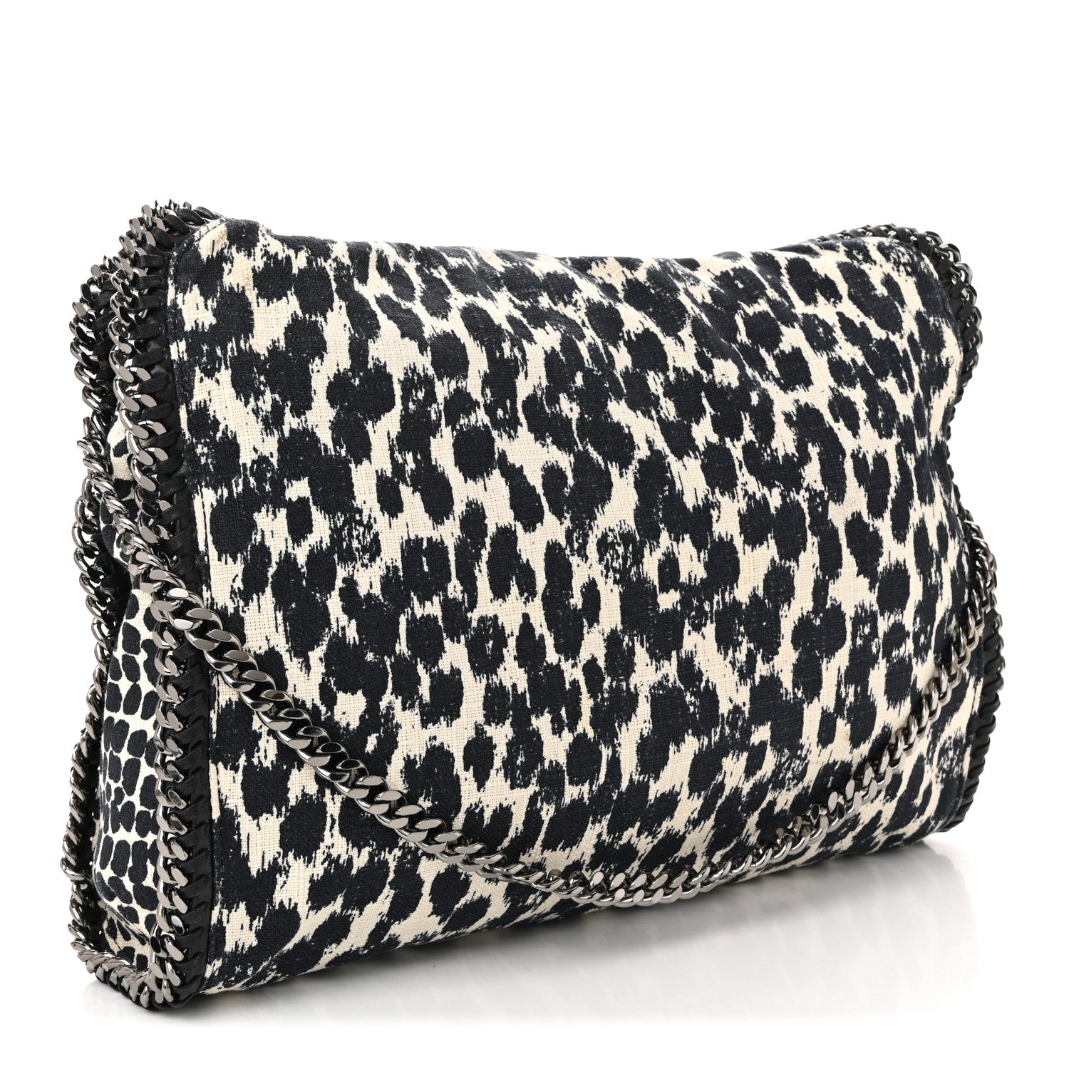 Stella McCartney Linen Leopard Small Falabella Tote Black White 3 of 10