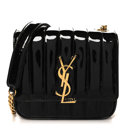 Saint Laurent Patent Matelasse Monogram Small Vicky Chain Bag Black 1 of 12