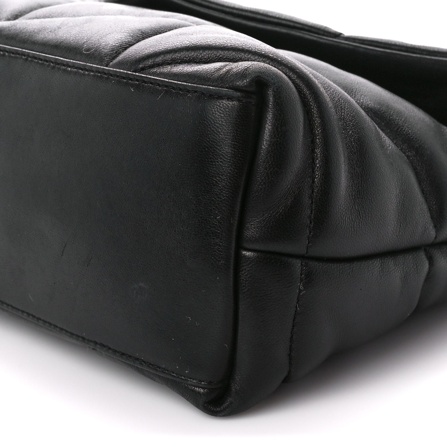 Lambskin Quilted Monogram Monochrome Small Loulou Puffer Chain Satchel Black