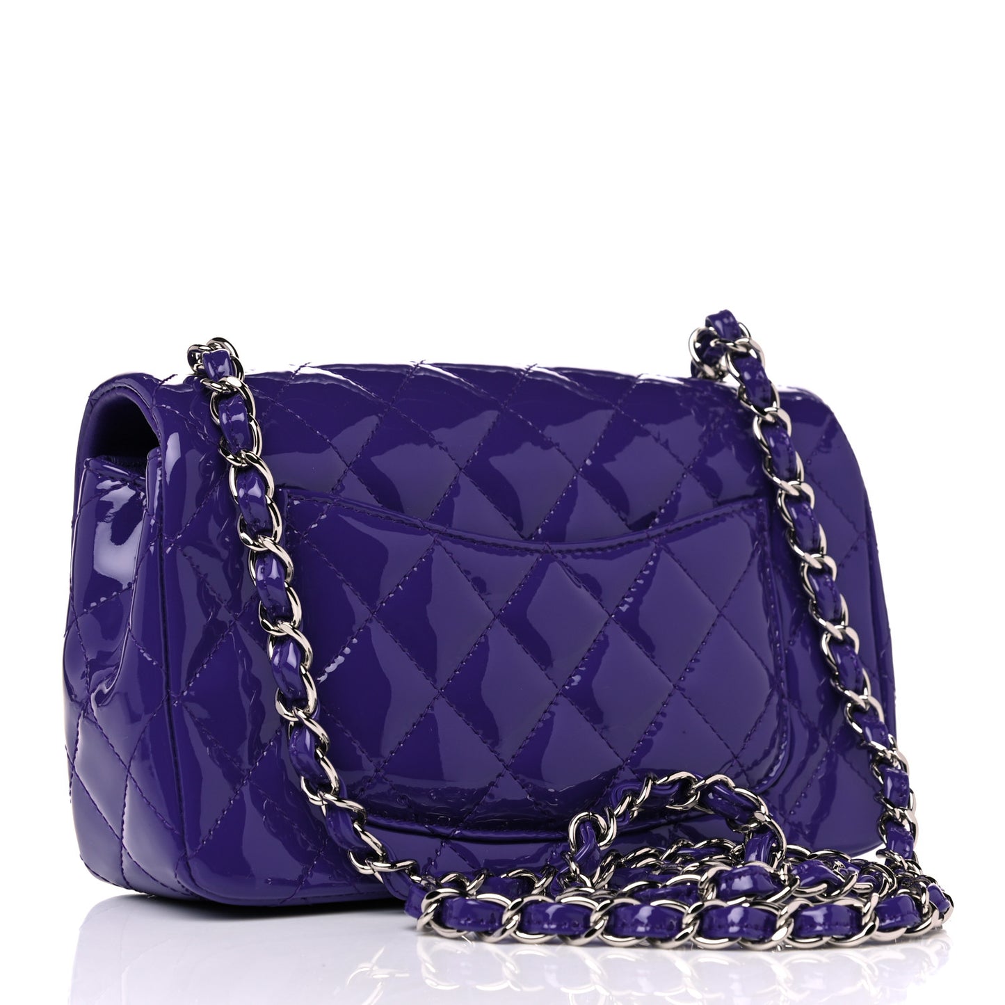 Patent Quilted Mini Rectangular Flap Purple