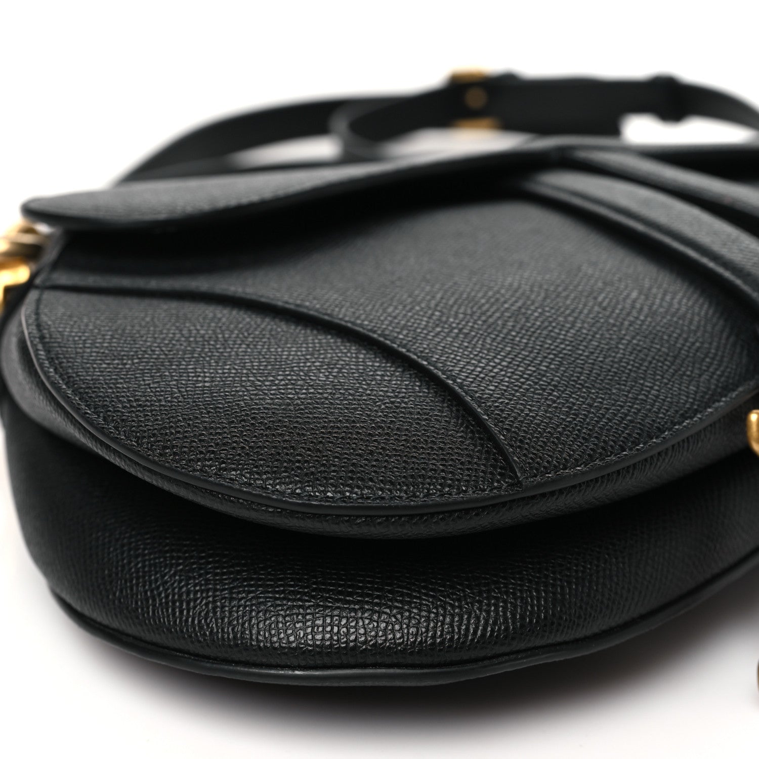 Christian Dior Grained Calfskin Saddle Bag With Strap Black 9 of 10