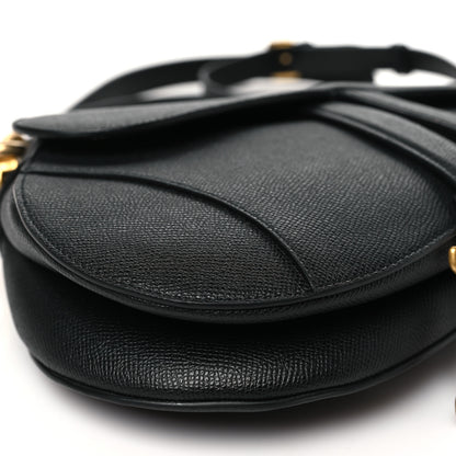 Christian Dior Grained Calfskin Saddle Bag With Strap Black 9 of 10