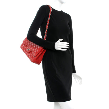 Chanel Caviar Quilted Jumbo Double Flap Red 3 of 9