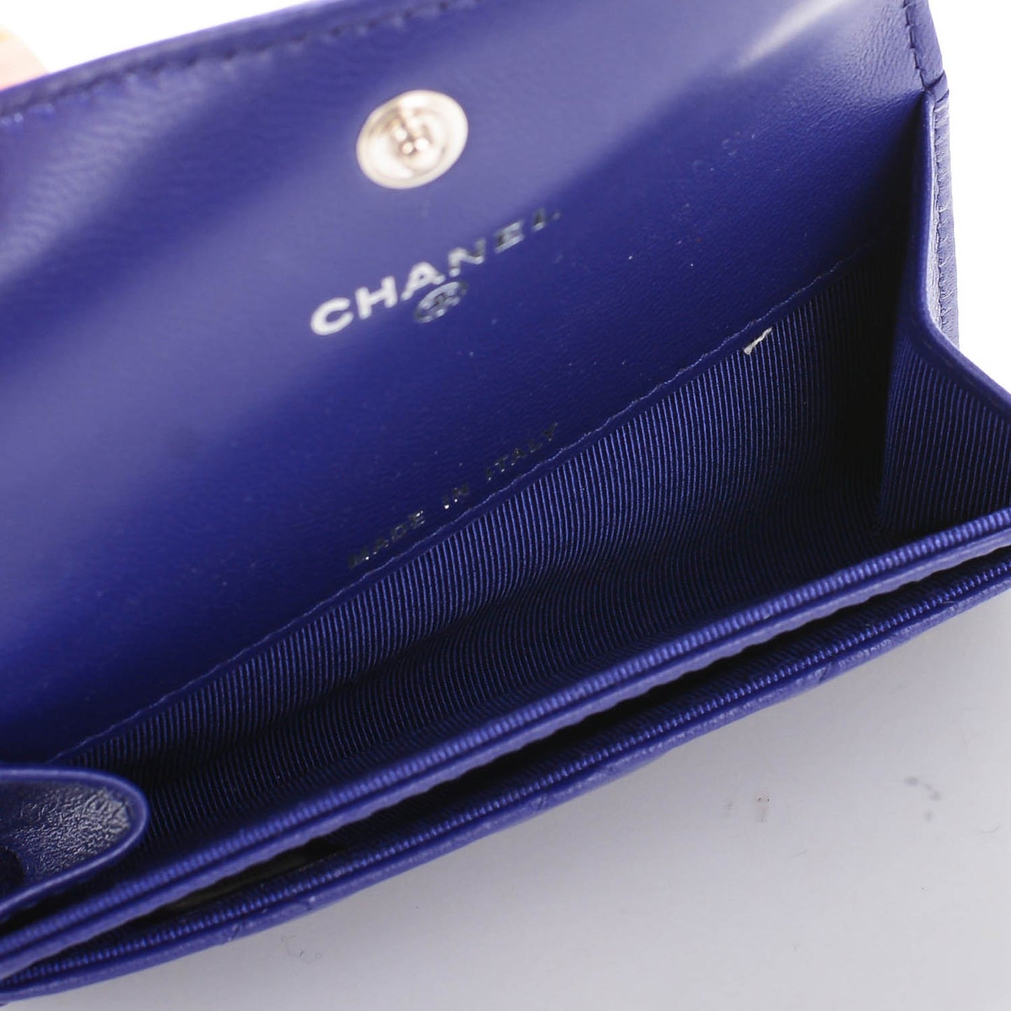 Lambskin Quilted Card Holder Purple