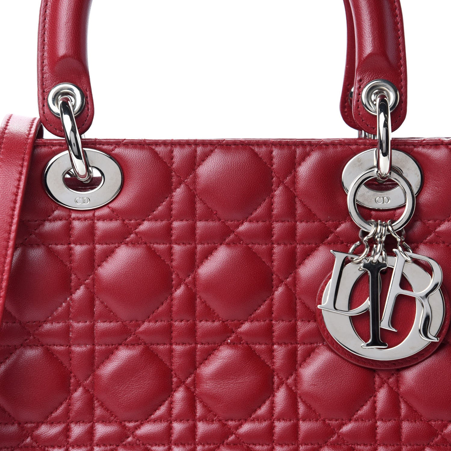 Christian Dior Lambskin Cannage Medium Lady Dior Red 11 of 11