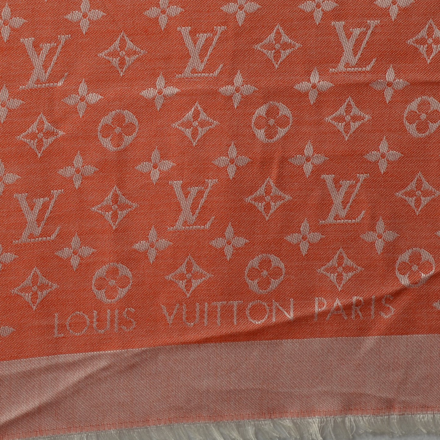 Wool Silk Monogram Denim Shawl Piment