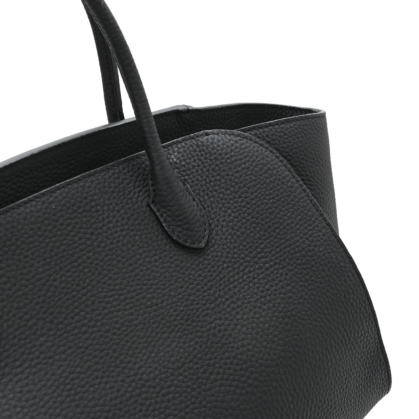Grained Calfskin Marlo 12 Tote Bag Black