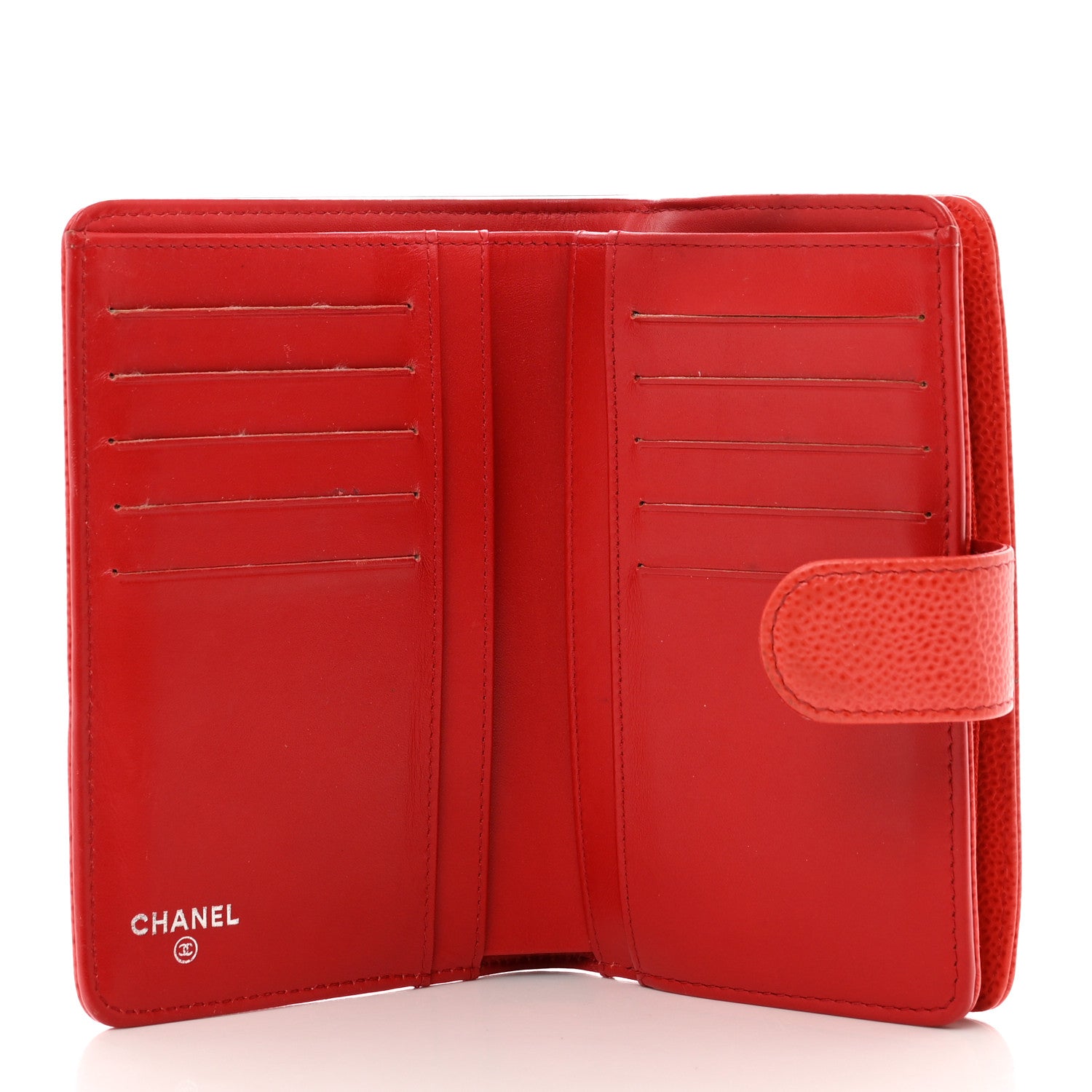 Chanel Caviar Timeless CC Zipped Pocket Wallet Red 5 of 9