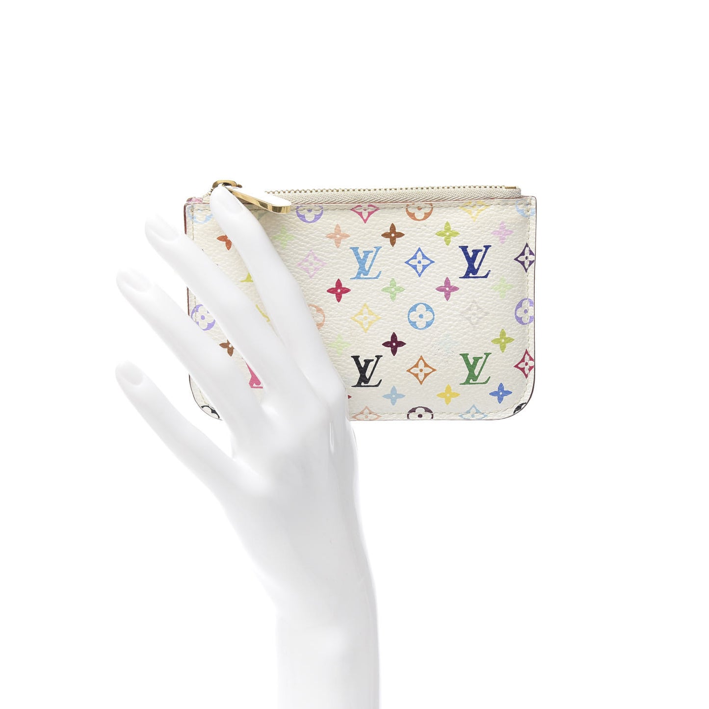 Monogram Multicolor Key Pouch White Litchi