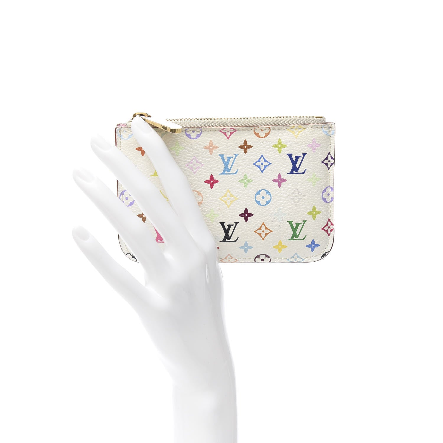 Louis Vuitton Monogram Multicolor Key Pouch White Litchi 2 of 7