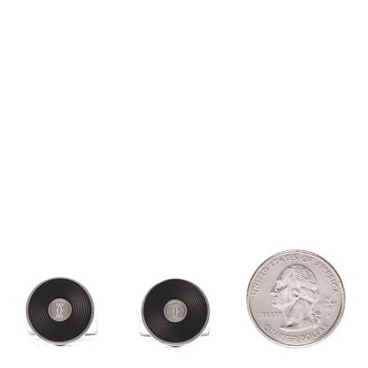 Cartier Sterling Silver Palladium Finish Double C Logo Decor Cufflinks in Black 2 of 5