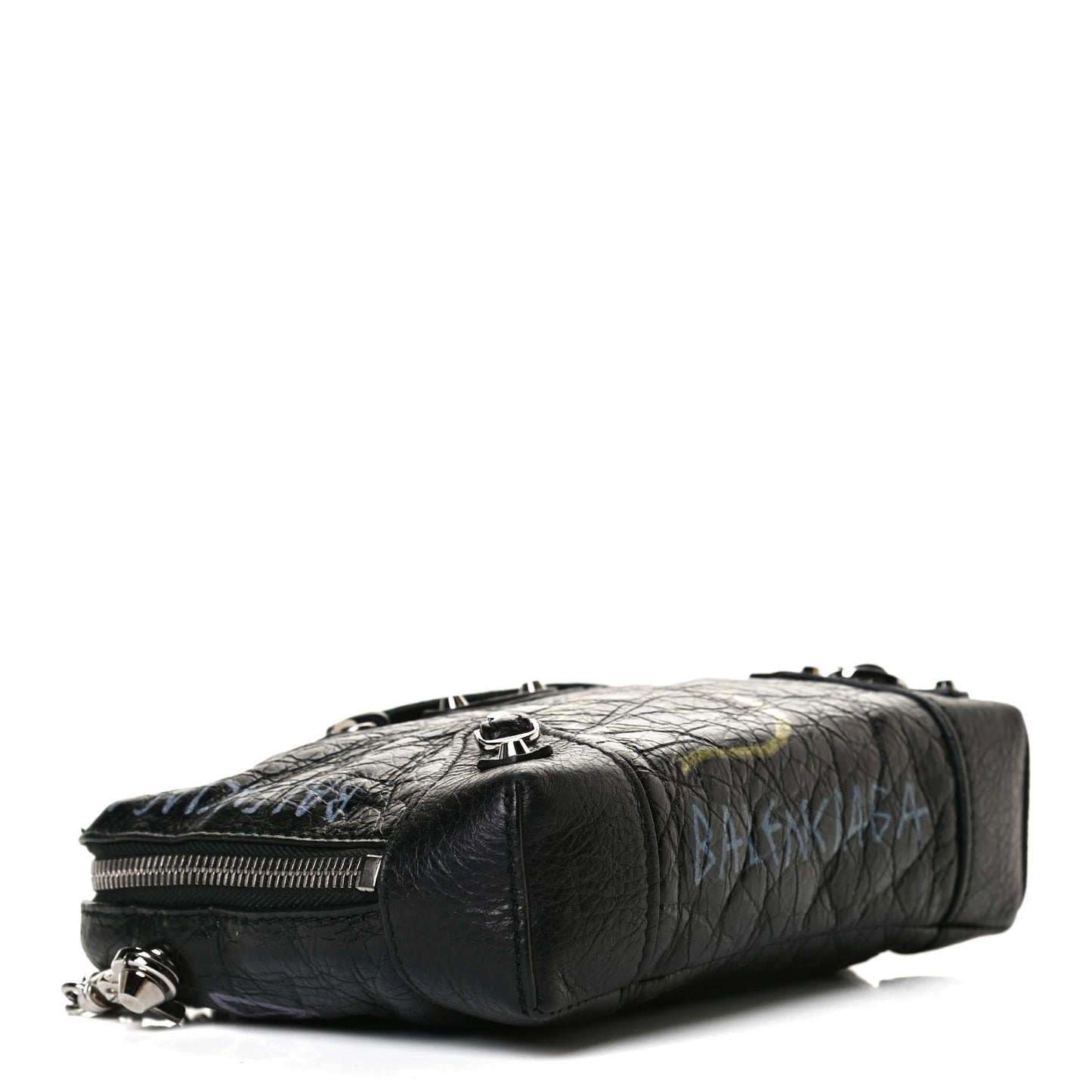 Agneau Classic Silver Hardware Graffiti Reporter XS Black