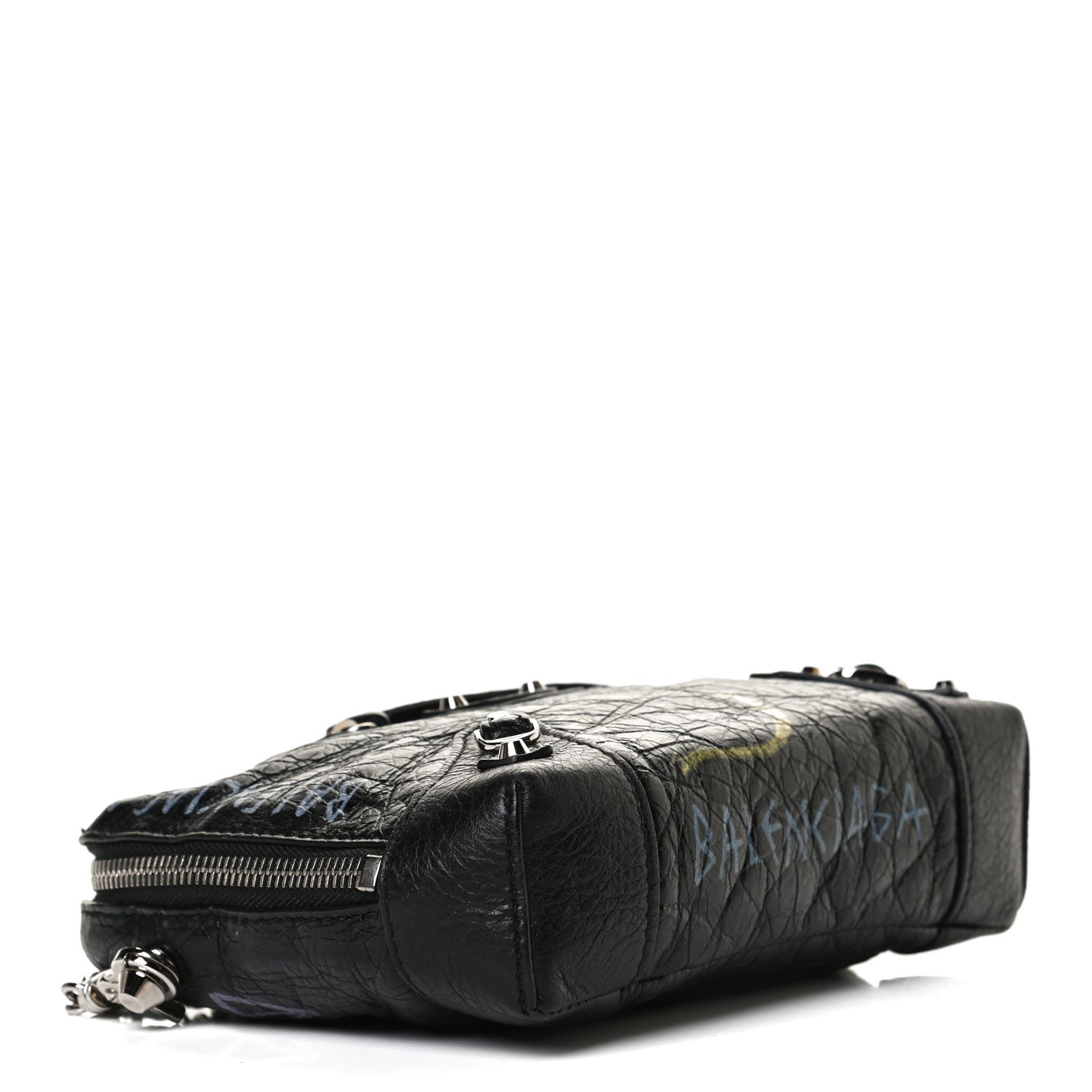 Balenciaga Agneau Classic Silver Hardware Graffiti Reporter XS Black 4 of 11