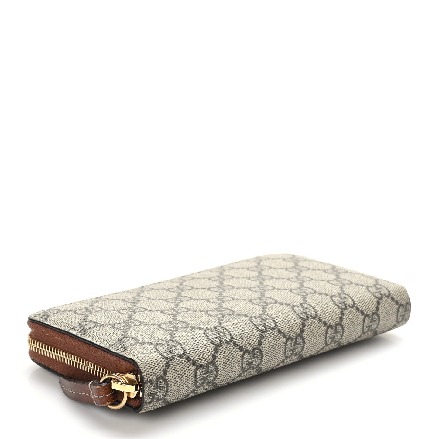 GG Supreme Monogram Cuoio Toscano Zip Around Wallet Beige Ebony Cuir
